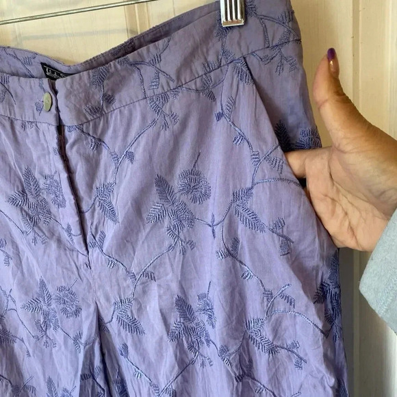 VTG Y2K Salvatore Ferragamo Flare Leg Pants Purple Floral Embroidered Lady Sz 8 - Picture 10 of 13